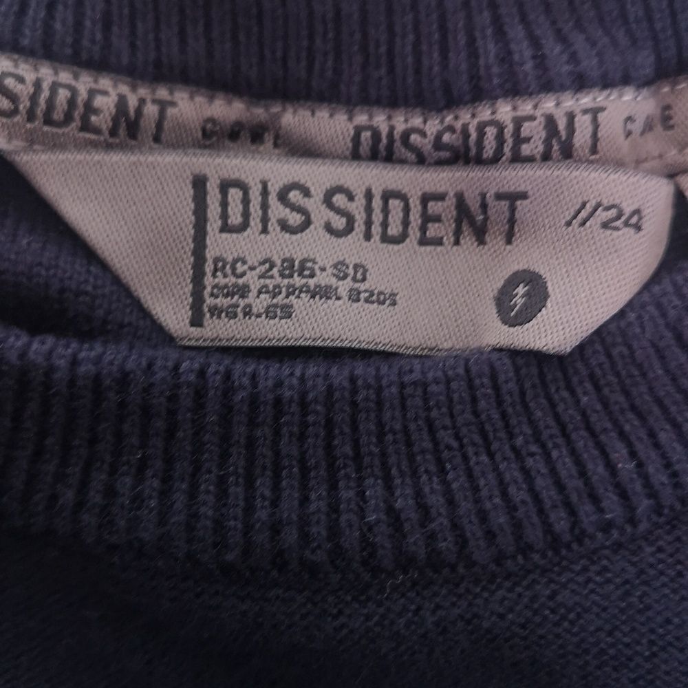 Dissident Men Crew-Neck  Knitted Logo Sweater Medium Navy Blue - Picture 10 of 16